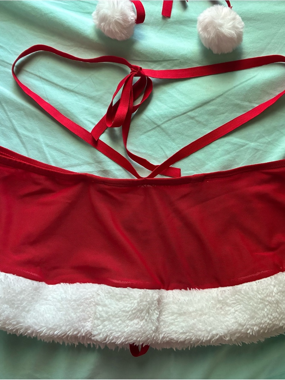 Santa Baby Red Two-Piece Lingerie Set - Picture 5 of 8